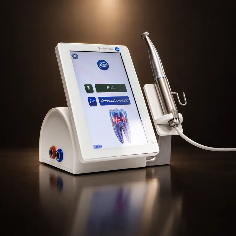 Endodontie-Gerät mit Touchscreen und Winkelstück für die Wurzelkanalbehandlung